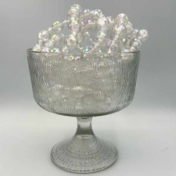 Vintage Hoosier Glass Wavy Clear Pedestal Candy Dish Compote - Picture 8 of 13